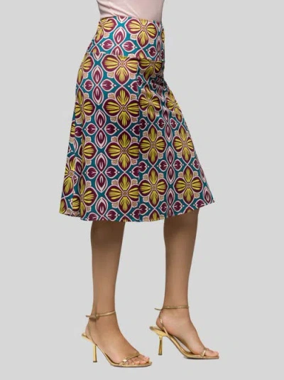 24seven Comfort Apparel Floral Print Comfortable Elastic Waist Knee Length Skirt In Multi