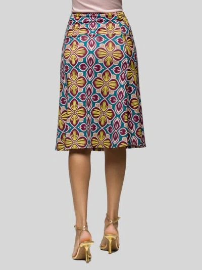 24seven Comfort Apparel Floral Print Comfortable Elastic Waist Knee Length Skirt In Multi