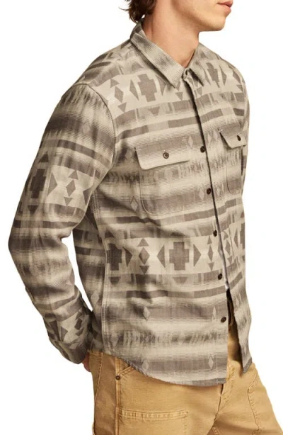 Lucky Brand Jacquard Double Weave Button-up Shirt In Brown