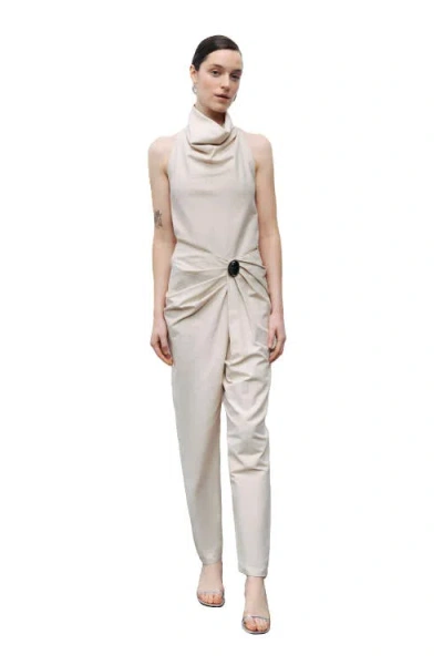 Nocturne Asymmetrical Draped Detail Pants In White