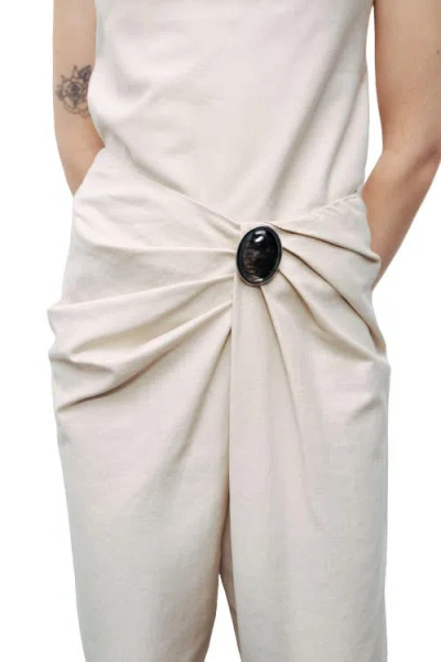 Nocturne Asymmetrical Draped Detail Pants In White