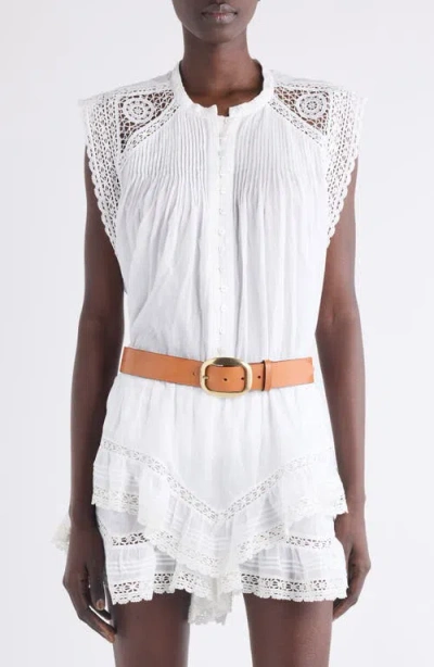 Isabel Marant Étoile Gresia Crochet Accent Cotton Button-up Shirt In White