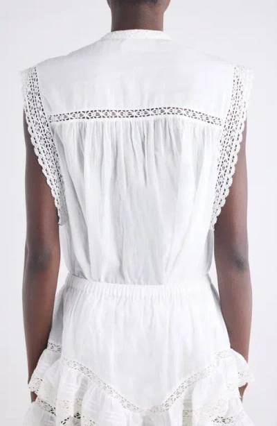 Isabel Marant Étoile Gresia Crochet Accent Cotton Button-up Shirt In White