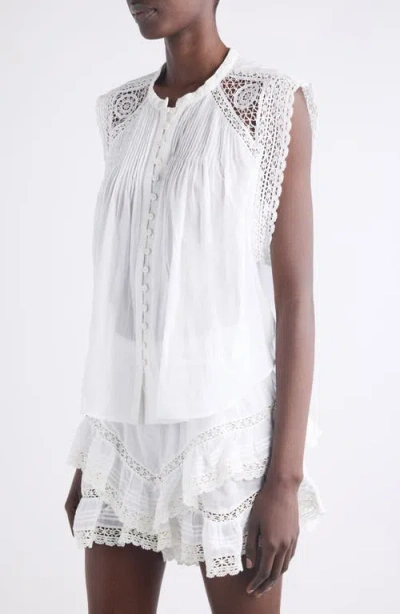 Isabel Marant Étoile Gresia Crochet Accent Cotton Button-up Shirt In White