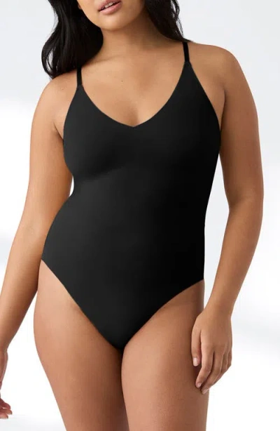 True & Co. True Body Boost Lace Racerback Bodysuit In Black