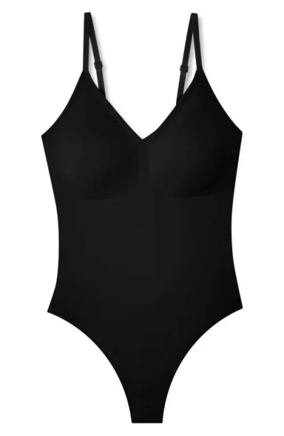 True & Co. True Body Boost Lace Racerback Bodysuit In Black