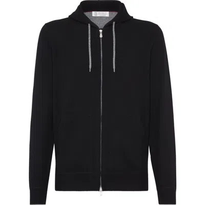 Brunello Cucinelli Sweatshirt-style Cardigan In Black