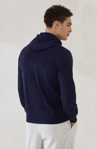 Brunello Cucinelli Hooded Crewneck Sweater Front Pockets In Blue