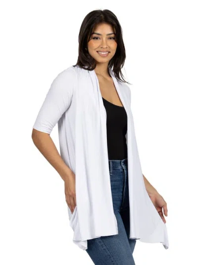 24seven Comfort Apparel Loose Fit Open Front Cardigan With Half Sleeve