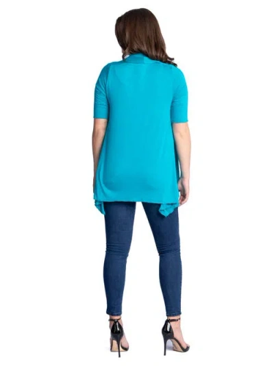 24seven Comfort Apparel Loose Fit Open Front Cardigan With Half Sleeve In Blue