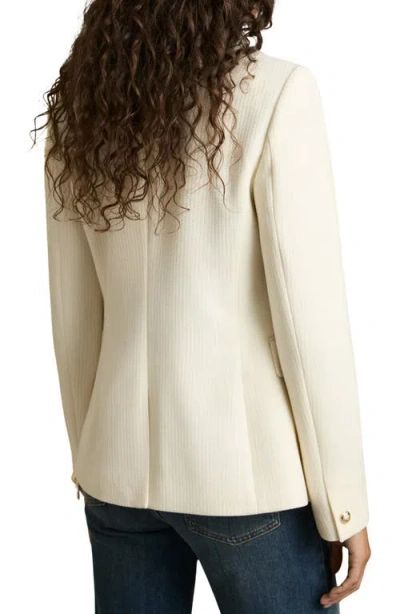 Reiss White Tally Tailored Fit Textured Double Breasted Blazer In Neutral