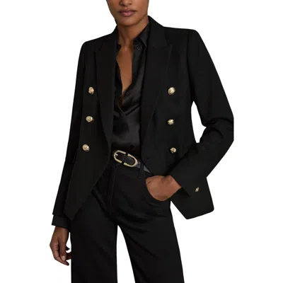 Reiss Tally Double Breasted Wool Blend Blazer In Animal Print