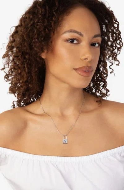 Athra Luxe Personalized Initial Lock Pendant Necklace