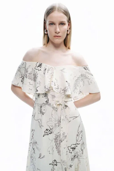 Nocturne Patterned Midi Dress In White