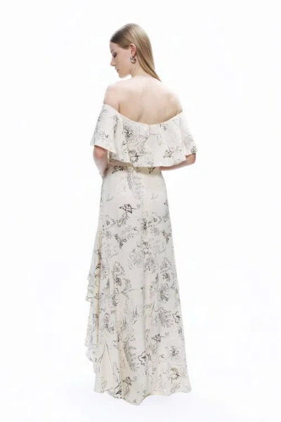 Nocturne Patterned Midi Dress In White