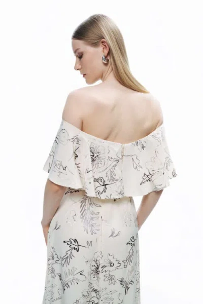 Nocturne Patterned Midi Dress In White