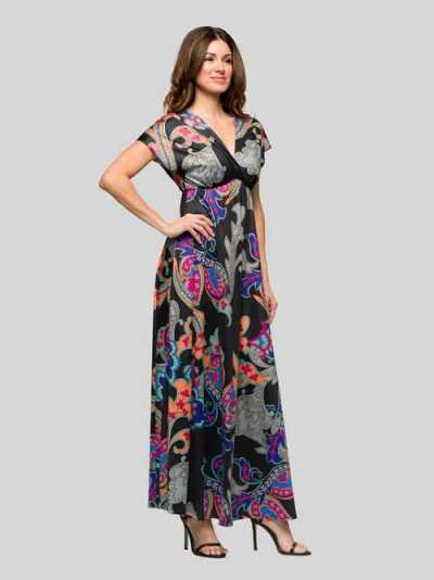 24seven Comfort Apparel Sleeveless V-neck Maxi Dress With Pocket Detail In Black