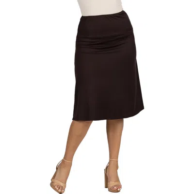 24seven Comfort Apparel Maternity A-line Elastic Waist Knee Length Skirt