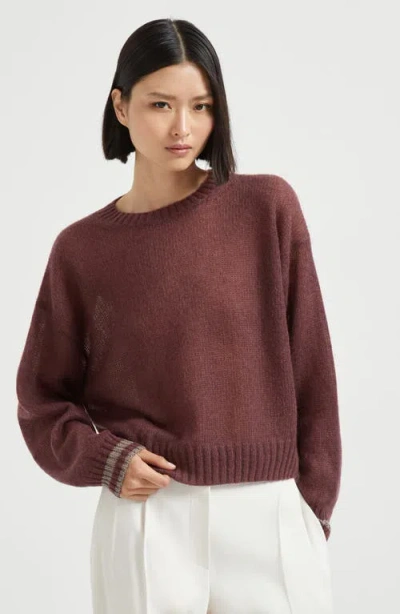 Brunello Cucinelli Sweater With Sparkling Cuffs In Red