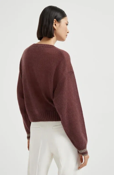 Brunello Cucinelli Sweater With Sparkling Cuffs In Red