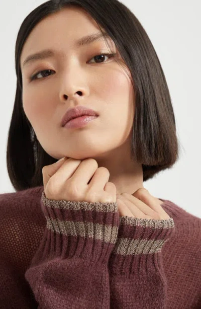 Brunello Cucinelli Sweater With Sparkling Cuffs In Red