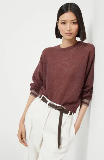 Brunello Cucinelli Sweater With Sparkling Cuffs In Red