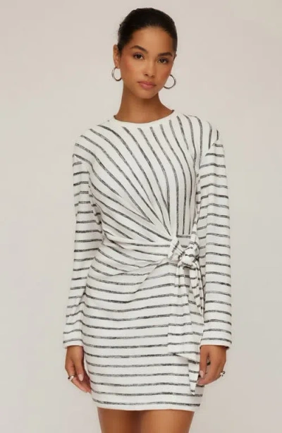 Fifteen Twenty Darla Side Tie Long Sleeve Minidress In White
