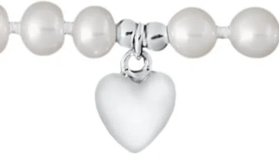 Mignonette Kids' Heart Charm Cultured Pearl Bracelet