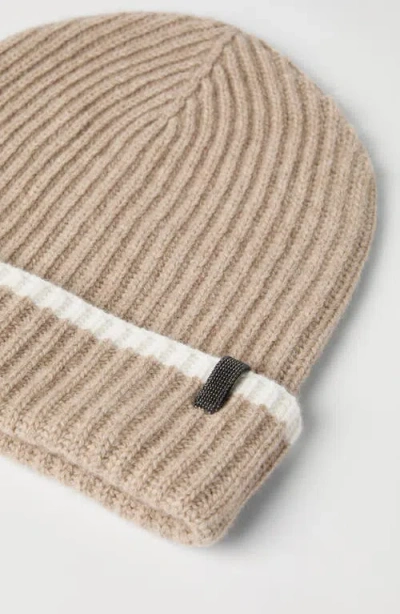 Brunello Cucinelli Contrasting-stripe Ribbed Beanie