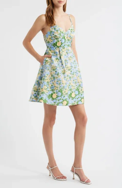 Sister Jane Womens Multicoloured Marigold V-neck Floral Jacquard Mini Dress In Multi