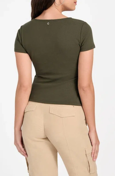 Guess Lena Rib Top In Green