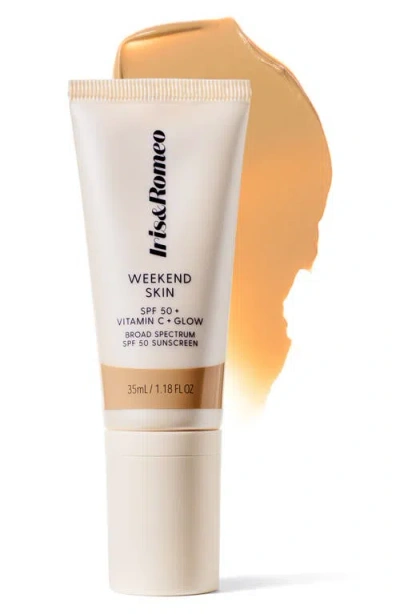 Iris & Romeo Weekend Skin Spf 50 Instant Glow Tinted Mineral Sunscreen With Vitamin C + Niacinamide Warm Glow 1.1