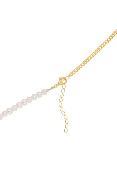Athra Luxe Genuine Freshwater Pearl & Curb Link Initial Pendant Necklace