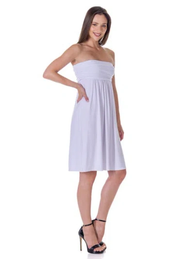 24seven Comfort Apparel Strapless Empire Waist Mini Dress In Purple