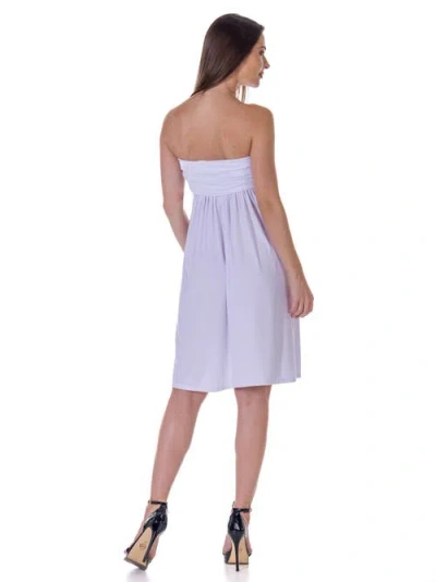 24seven Comfort Apparel Strapless Empire Waist Mini Dress In Purple