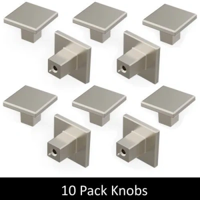 Heritage Designs Heritage Tempo Cabinet Knobs 10pk Satin Nickel 13/16" Square Drawer Pulls