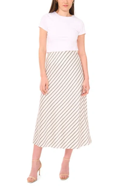 Vince Camuto Stripe Bias Cut Midi Skirt In Neutral