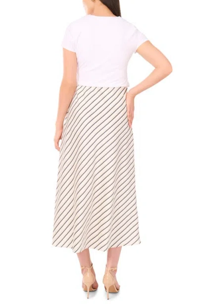 Vince Camuto Stripe Bias Cut Midi Skirt In Neutral