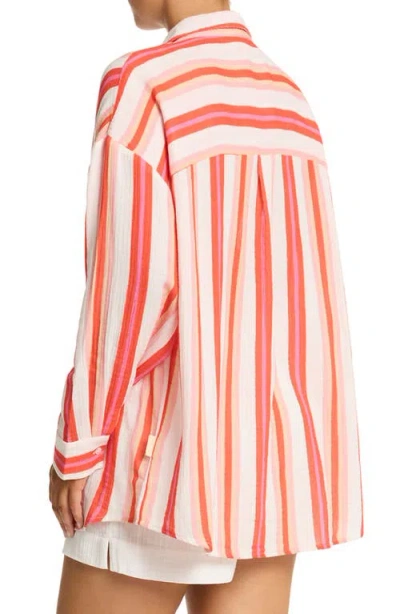 Sea Level West Coast Beach Stripe Cover-up Shirt In Multi
