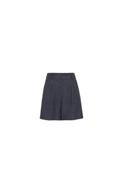 Brunello Cucinelli Baggy Shorts With Monili In Black