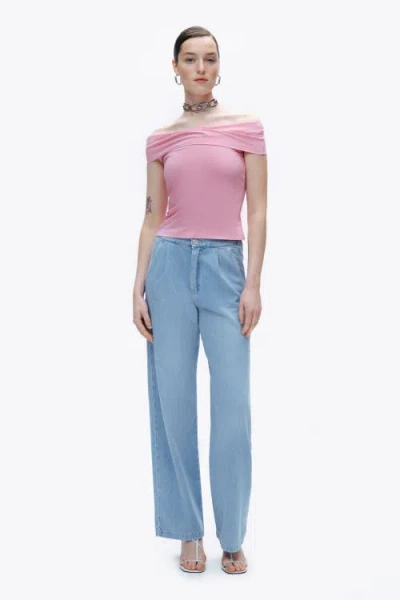 Nocturne Open Shoulder Blouse In Pink