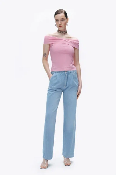 Nocturne Open Shoulder Blouse In Pink