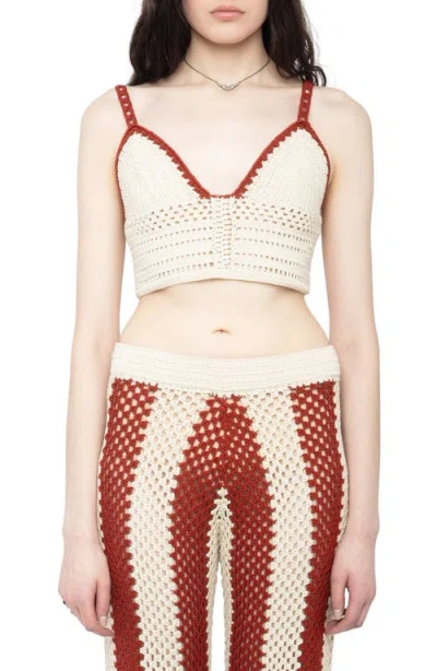 Zadig & Voltaire Taly Crochet Crop Tank In Neutral