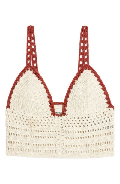 Zadig & Voltaire Taly Crochet Crop Tank In Neutral