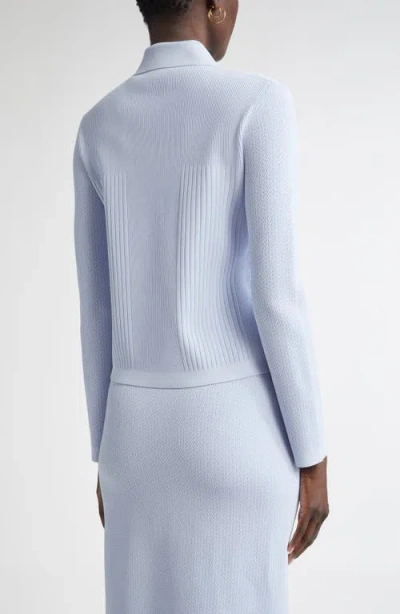 St John St. John Collection Mixed Stitch Flatback Rib Jacket In Blue