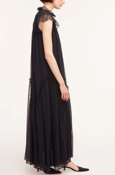 Rebecca Taylor Smocked Chiffon Dress In Black