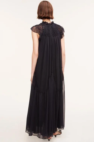 Rebecca Taylor Smocked Chiffon Dress In Black