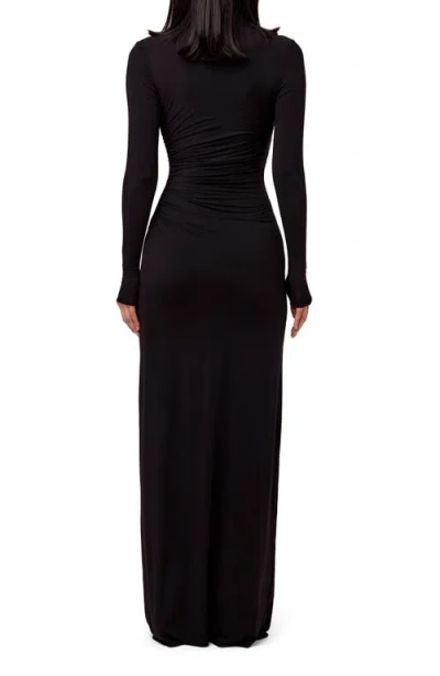 Naked Wardrobe Overlap Neck Long Sleeve Maxi Dress In Black
