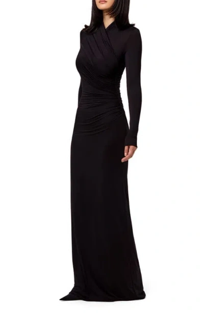 Naked Wardrobe Overlap Neck Long Sleeve Maxi Dress In Black