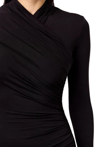 Naked Wardrobe Overlap Neck Long Sleeve Maxi Dress In Black